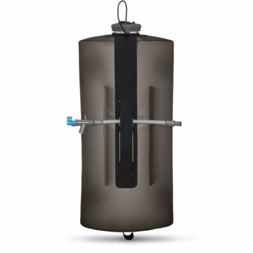 Collapsible water storage tank with attached spout in a backpack
