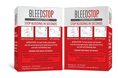 BleedStop first aid packaging for stopping bleeding.