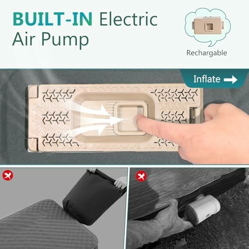 Built-in electric air pump with recharge feature.