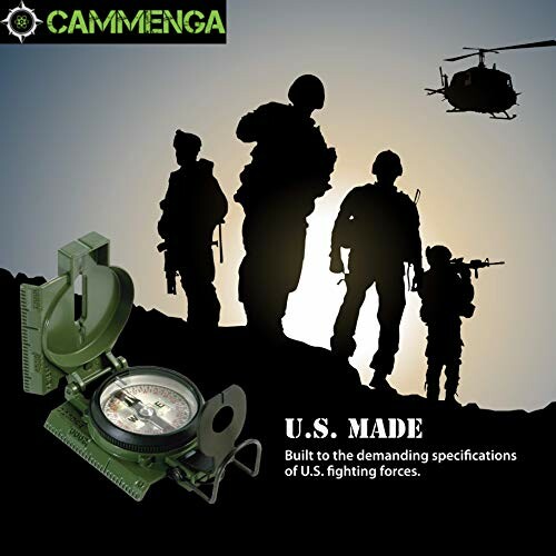 Silhouette of soldiers and helicopter with Cammenga compass.