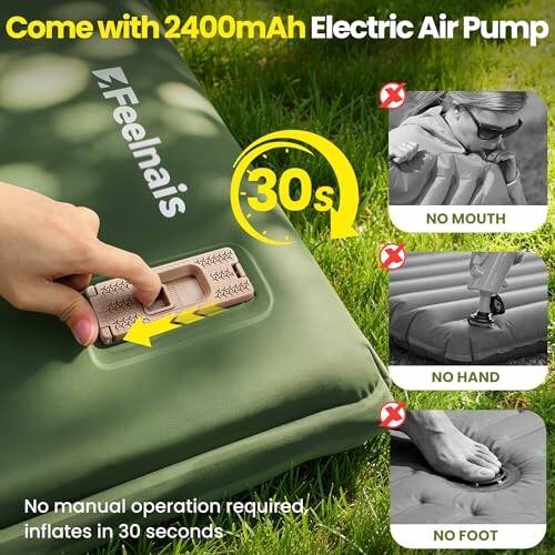 Electric air pump inflating a mattress in 30 seconds.