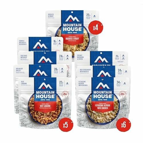 Mountain House meal variety pack with different flavors.
