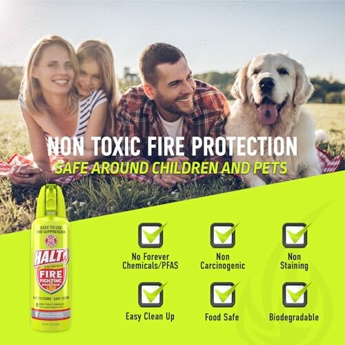 Non-toxic fire protection safe for children and pets with features listed.