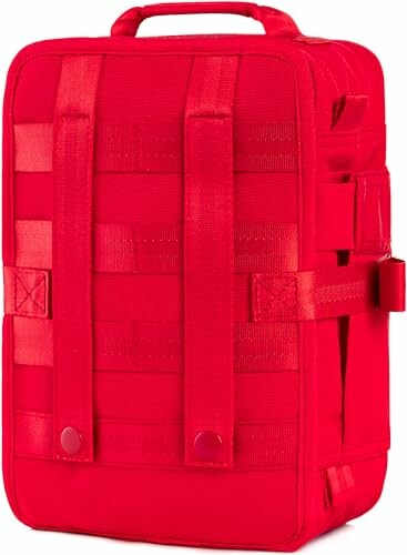 Red tactical backpack with straps and handle