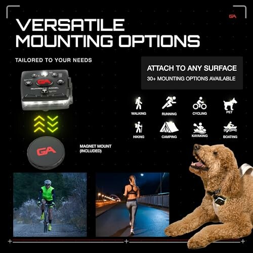 Versatile mounting options for various activities with magnet mount included.